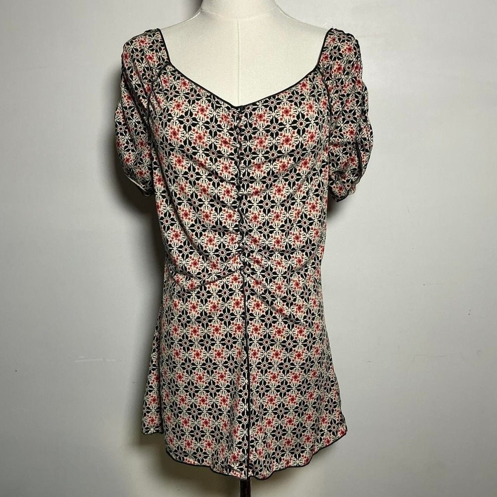 Max Studio black red ruched top size medium y2k retro preppyโ